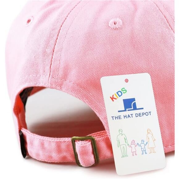 Kids Washed Low Profile Cotton and Denim UPF 50+ Plain Baseball Cap Hat - Picture 6 of 7